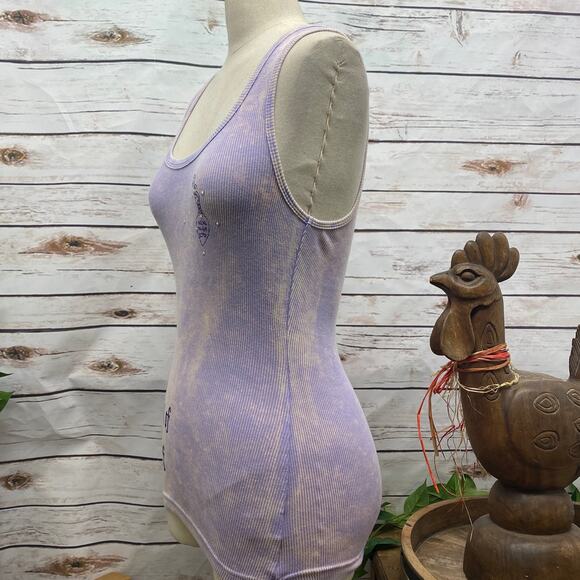 RTB Real Tough B itch Purple Tank Top Medium Embellished Graphic Ribbed Cotton - Picture 10 of 13